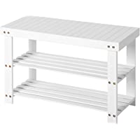 SONGMICS Banco Zapatero de bambú- Estantería para Zapatos con 3 estantes- 70 x 28 x 45 cm Ideal para Entrada- Baño- Sala…